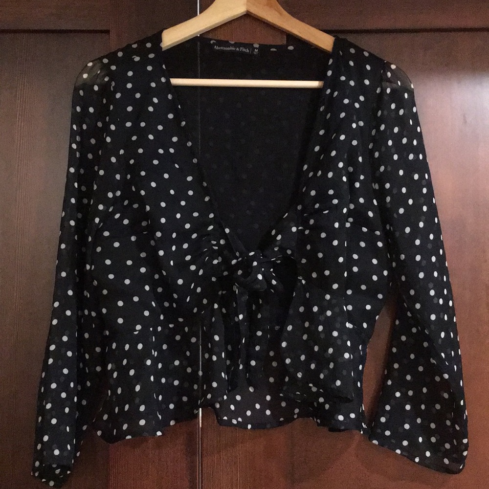 Abercrombie & Fitch Polka Dot Tie Top